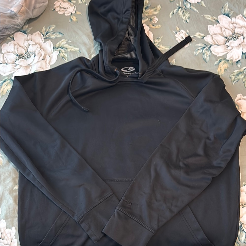 Black Champion Hoodie with Drawstring